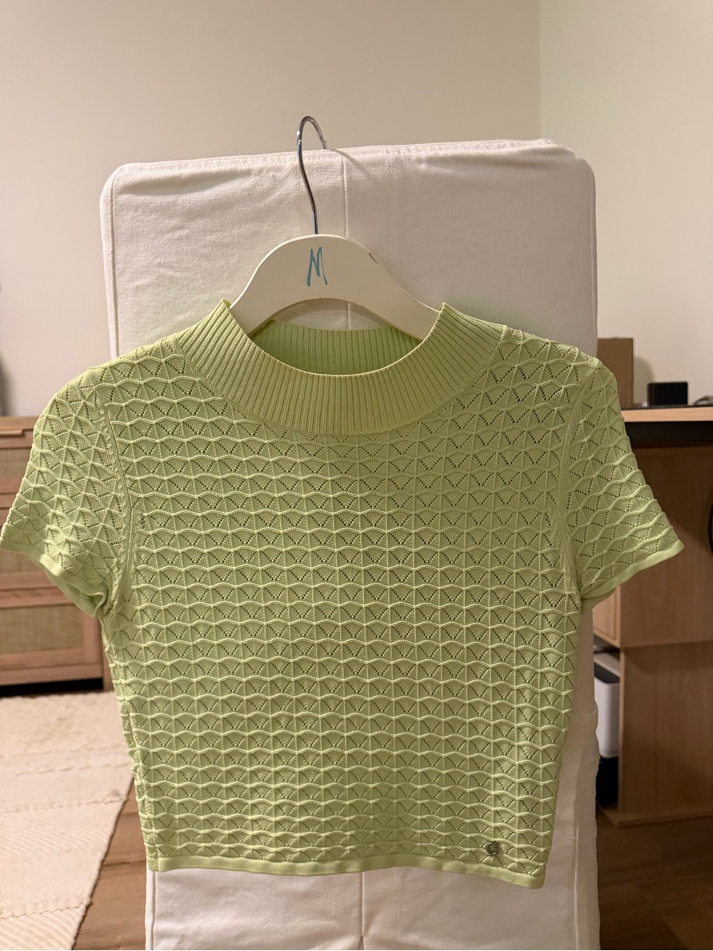 GUESS Light Lime Textured Short-Sleeve Knit Top